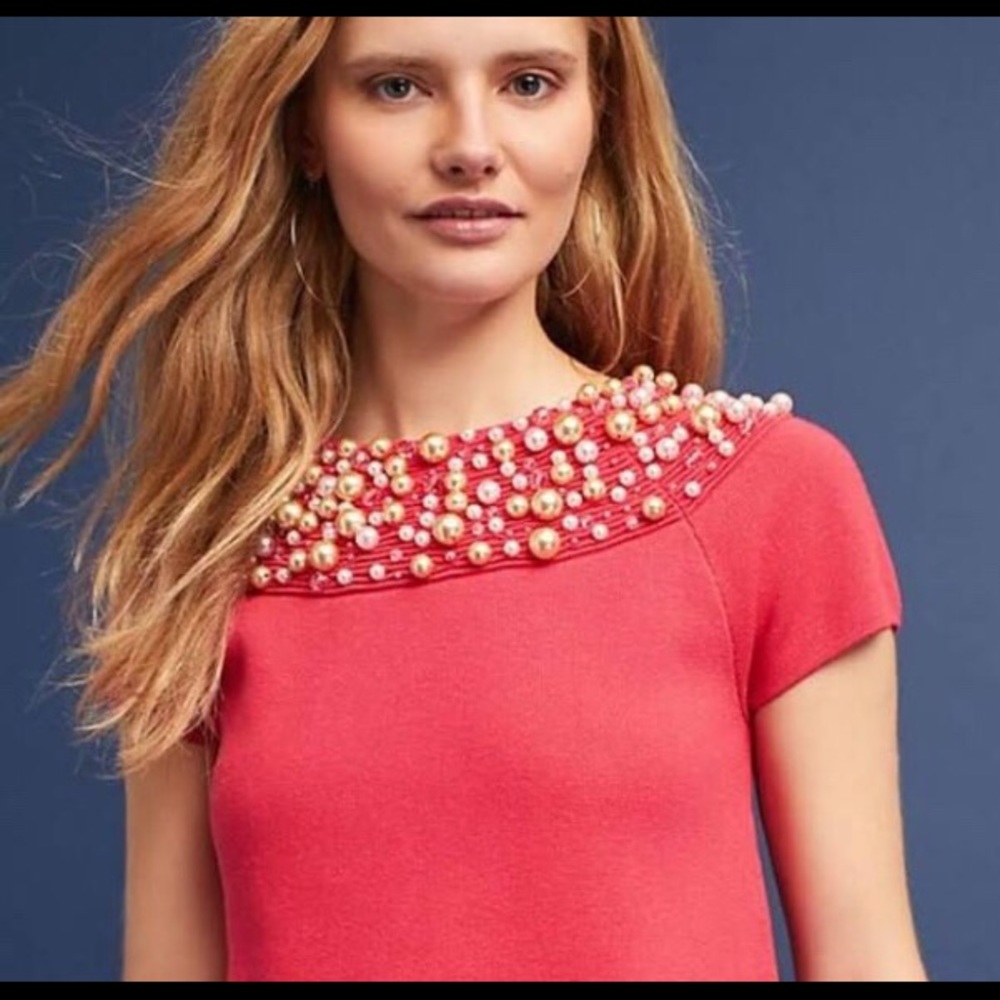 COPY - Anthropologie Moth Brienne Pearl Embellished Top S